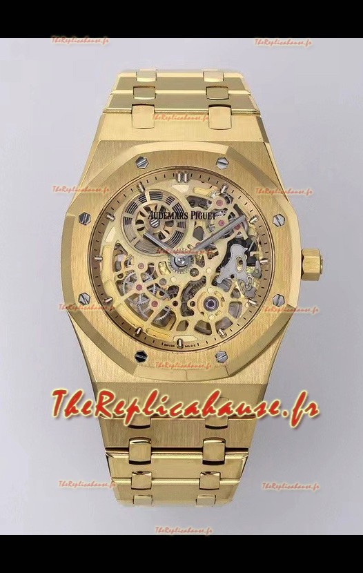 Montre Audemars Piguet Super Clone Royal Oak Jumbo Extra-Fine Boîtier en or jaune 