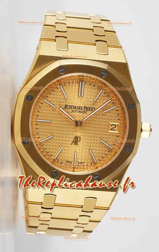 Montre Audemars Piguet Royal Jumbo Oak Extra Thin Réplique Suisse Yellow Gold - 1:1 Mirroir Réplique à cadran doré