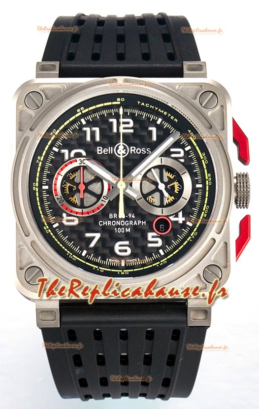 Bell & Ross BR03-94 Boîtier en titane Cadran en carbone Chronographe Réplique Montre 1:1