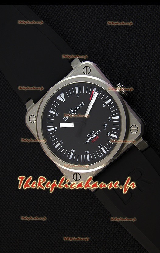 Montre Bell & Ross BR03-92 Suisse Cadran noir Bracelet en caoutchouc Réplique à l’identique 1:1
