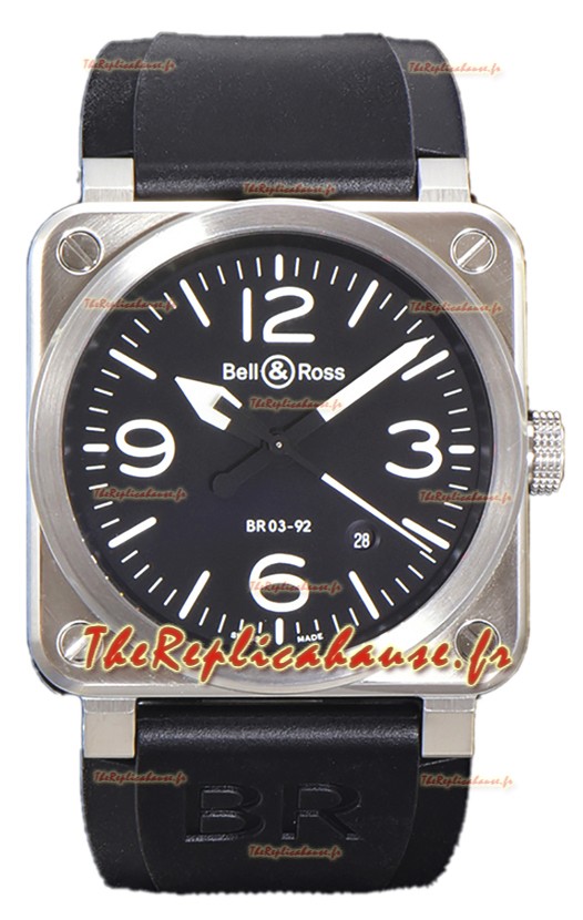 Bell and Ross BR03-92 cadran noir acier 904L Réplique montre suisse 