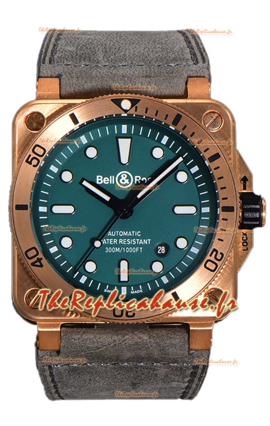 Bell & Ross BR03-92 Diver Cadran vert Boîtier bronze Montre réplique 1:1 Suisse