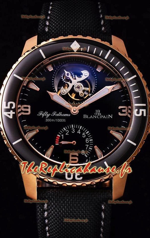Blancpain Fifty Fathoms Tourbillon 8 Jours Miroir 1:1 Réplique Suisse Montre dans un boîtier en or rose