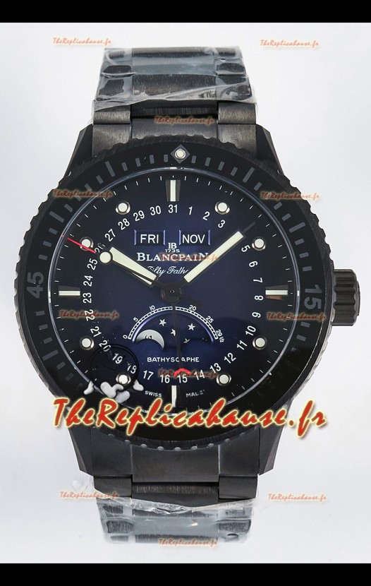 Montre Blancpain Bathyscaphe à boîtier en céramique Superclone avec cadran bleu 