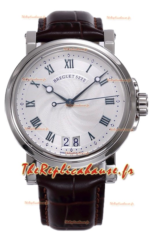 Breguet Marine Automatic Big Date 5817 Montre en acier inoxydable avec cadran blanc 