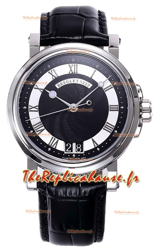 Breguet Marine Automatique Grande Date 5817 Montre en acier inoxydable avec cadran noir 