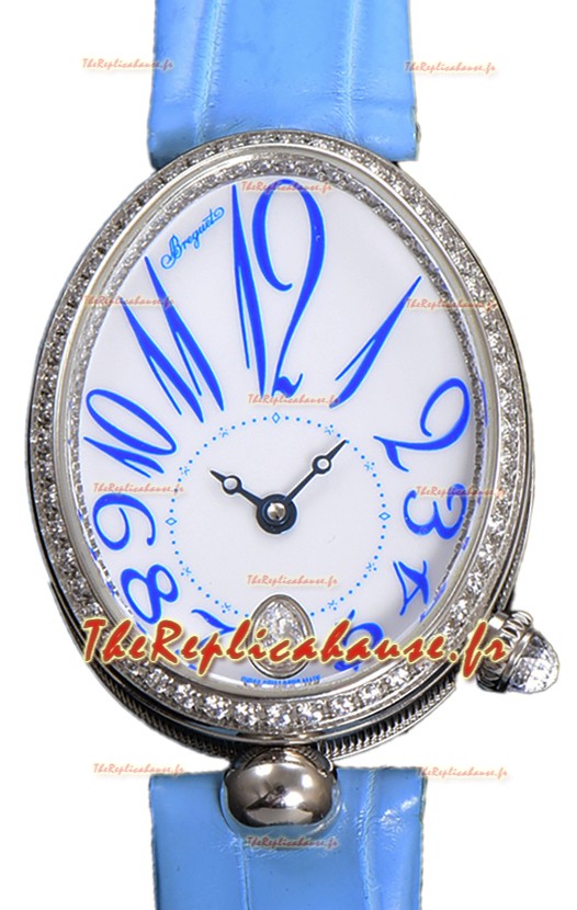 Breguet Reine De Naples Dames Acier inoxydable Cuir Bleu Edition Suisse Réplique Montre 1:1