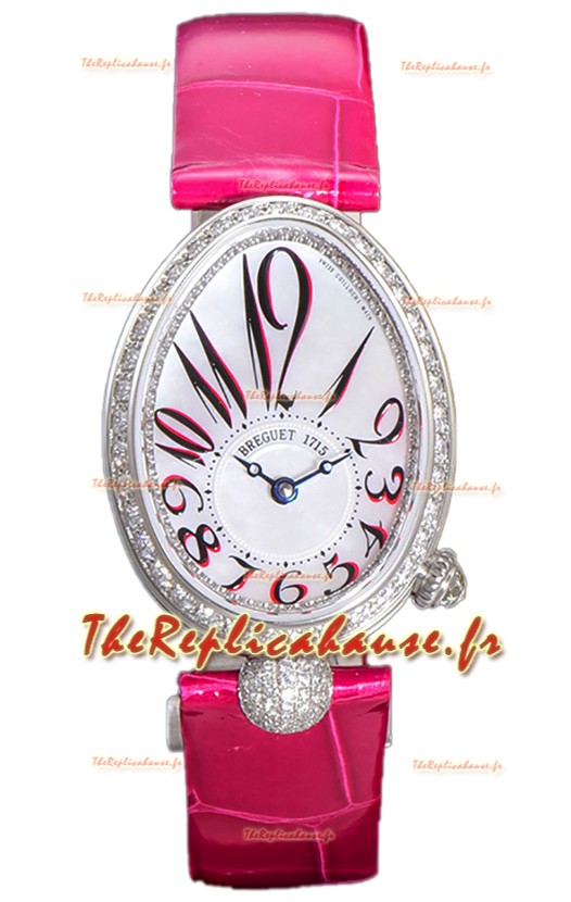 Breguet Reine De Naples Ladies Acier Rose Cuir Montre réplique Suisse 1:1 