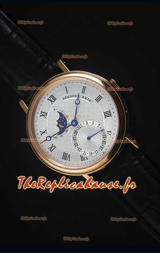 Montre Replica Suisse Breguet Classique en Or Rose et avec le Phases de Lune