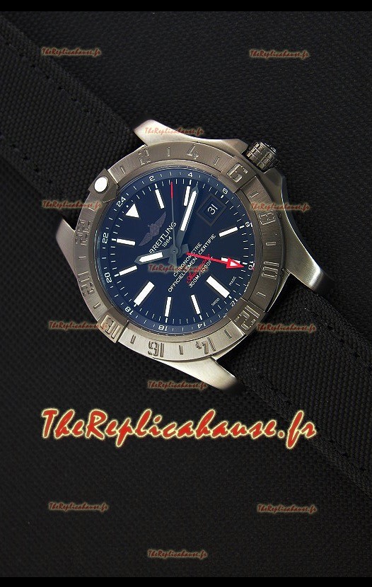 Montre Breitling Avenger II BlackSteel GMT Suisse bracelet en nylon Réplique à l’identique 1:1