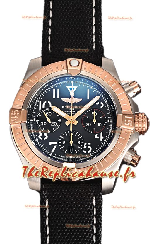 Breitling Avenger Chronograph 45 bicolore cadran noir Montre réplique 1:1 Suisse 