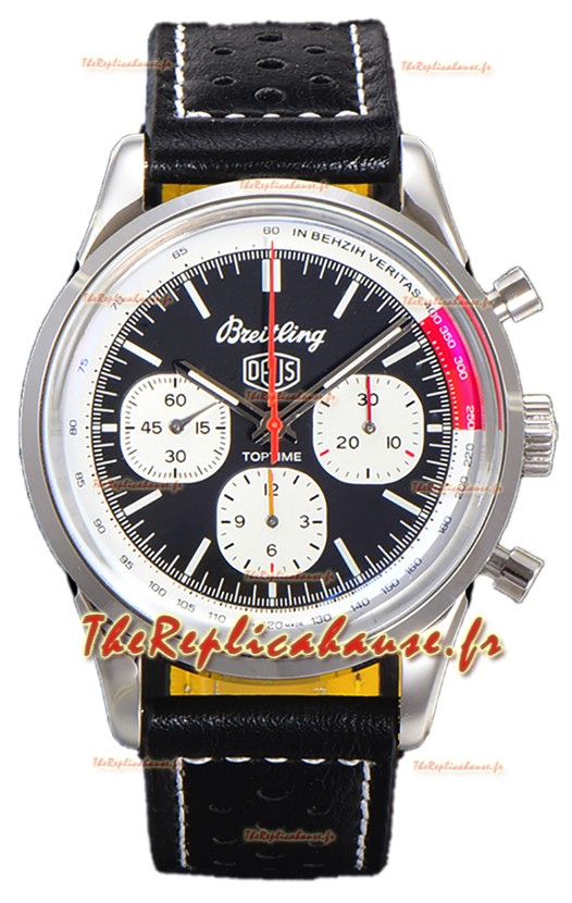 Breitling Top Time B01 Deus Edition Cadran noir Bracelet cuir Montre réplique 1:1 Suisse 