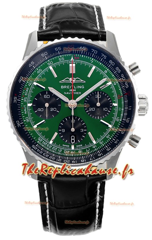 Breitling Navitimer B01 Chronograph 43 Cadran Vert - Boîtier Acier 904L Réplique 1:1