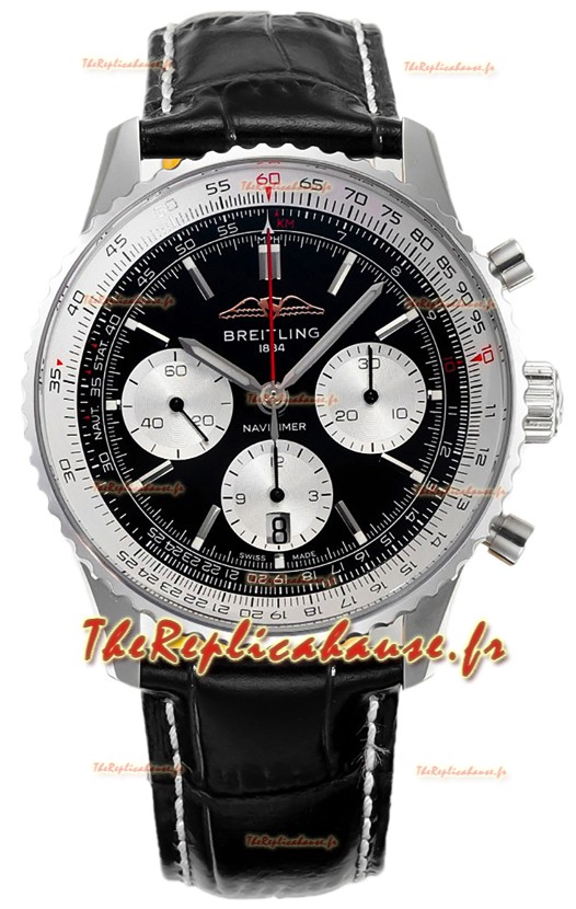 Breitling Navitimer B01 Chronograph 43 Cadran Noir - Boîtier Acier 904L Réplique Suisse 1:1