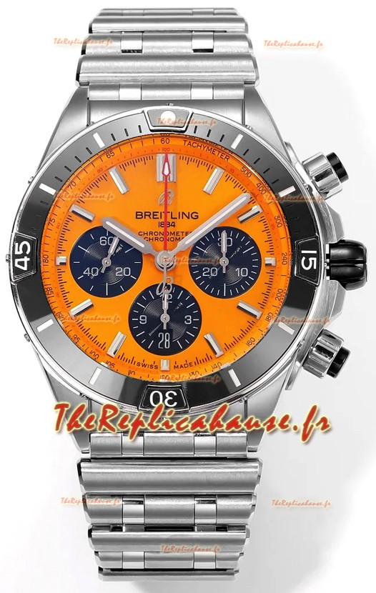 Breitling Chronomat B01 42 Edition Swiss 904L Boîtier acier Cadran jaune pâle Montre réplique 1:1