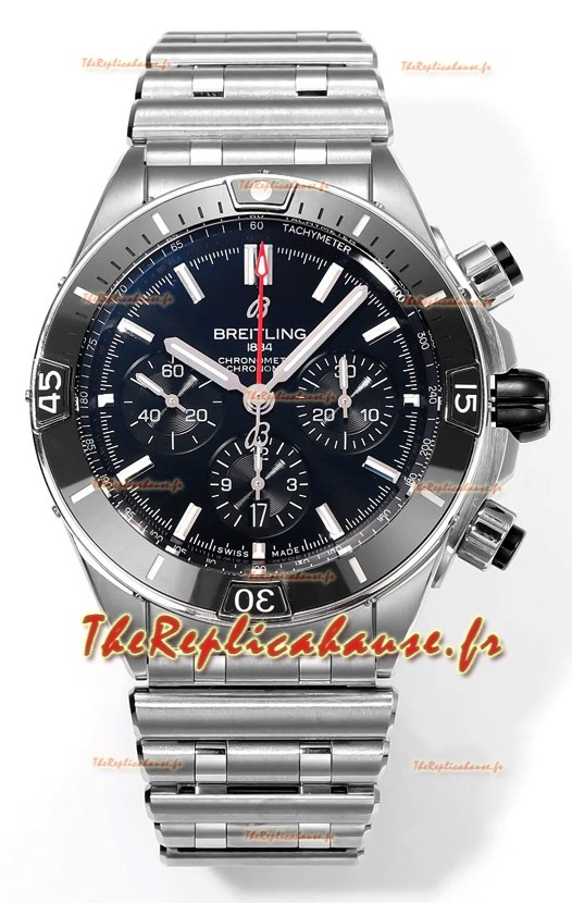 Breitling Chronomat B01 42 Edition Suisse 904L Boîtier Acier Cadran Noir Montre Réplique 1:1