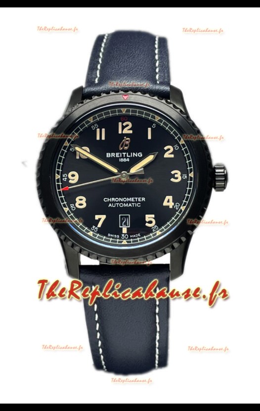 Breitling Navitimer Aviator 8 Automatic 41 Cadran noir Bracelet bleu Montre réplique 1:1 Suisse 