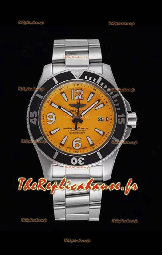 Breitling Superocean Automatic 44 Steel - Réplique du miroir à cadran jaune 1:1