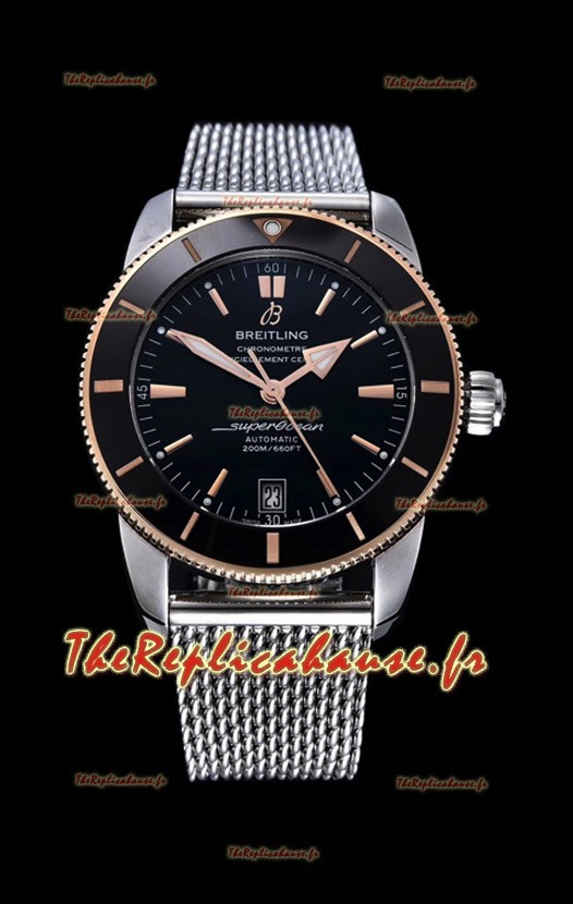 Breitling SuperOcean Heritage II 44MM Cadran noir deux tons 904L Réplique miroir 1:1 en acier