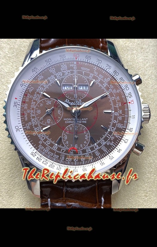 Breitling Montbrilliant Superclone Réplique Montre cadran marron - Boîtier acier 904L