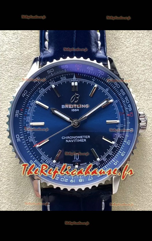 Breitling Navitimer 1 Réplique Montre Suisse Automatique en Cadran Bleu - Bracelet Cuir