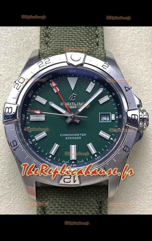 Breitling Avenger GMT Réplique de montre automatique 44 suisse 1:1 Super Clone - Cadran vert 