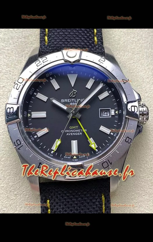 Breitling Avenger GMT Réplique de montre automatique 44 suisse 1:1 Super Clone - Cadran noir