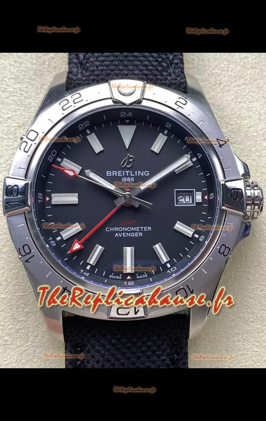 Breitling Avenger GMT Réplique de montre automatique 44 suisse 1:1 Super Clone - Cadran noir 
