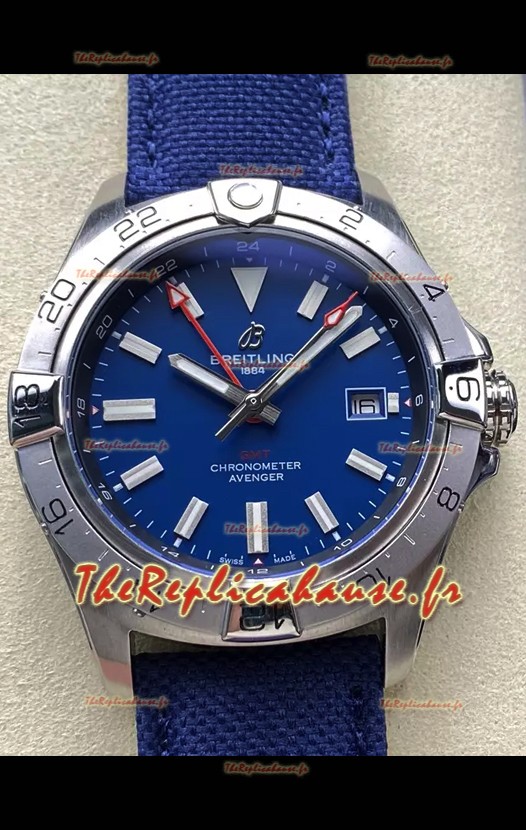 Breitling Avenger GMT Réplique de montre automatique 44 suisse 1:1 Super Clone - Cadran bleu 
