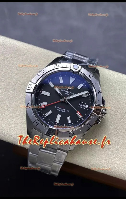 Breitling Avenger GMT Réplique de montre automatique 44 suisse 1:1 Super Clone - Cadran noir 