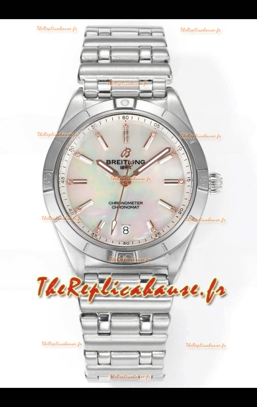 Breitling Chronomat 36MM Acier inoxydable Boîtier 1:1 Miroir Réplique Montre Cadran Perle