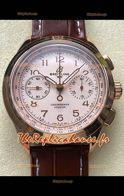 Breitling Premier B01 Chronograph 42 Edition Cadran or rose blanc - Réplique 1:1