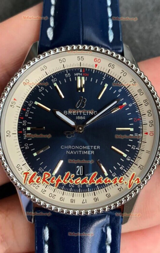 Breitling Navitimer 1 Montre Suisse Réplique Automatique avec Cadran Bleu - Bracelet Cuir 