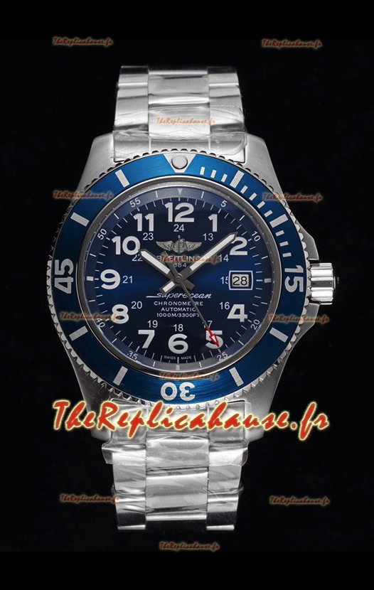 Breitling SuperOcean II 44mm 904L Boîtier Acier Réplique Montre Miroir 1:1 avec Cadran Bleu 