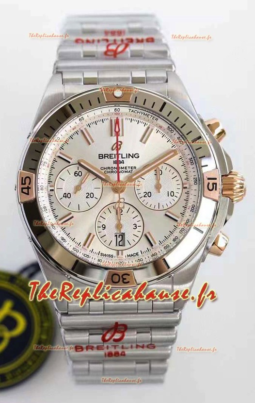 Montre Breitling Chronomat B01 42 Edition Suisse 904L Or Rose Détails avec Cadran Acier Miroir 1:1 Réplique 