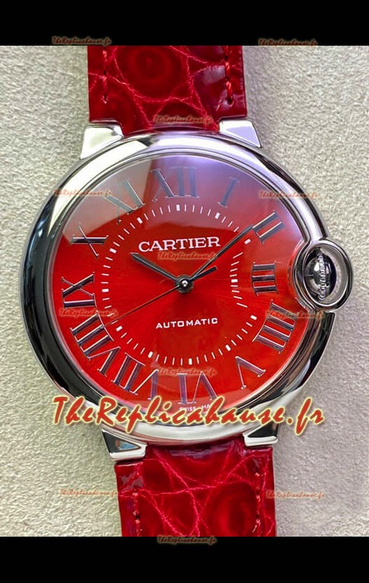 Ballon De Cartier Suisse Automatique 1:1 Miroir Qualité 36MM en acier inoxydable cadran rouge 