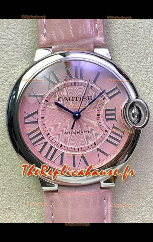 Ballon De Cartier Suisse Automatique 1:1 Miroir Qualité 36MM en Acier Inoxydable Cadran Rose