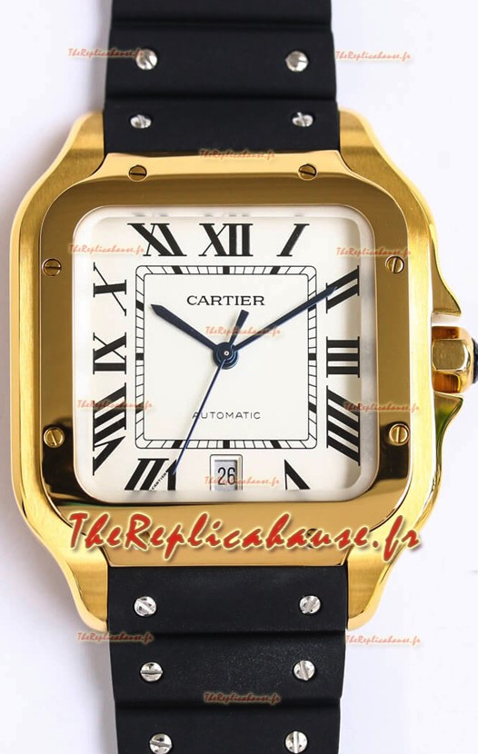 Santos De Cartier Or Jaune Boîtier 1:1 Miroir Réplique Montre Suisse 40MM