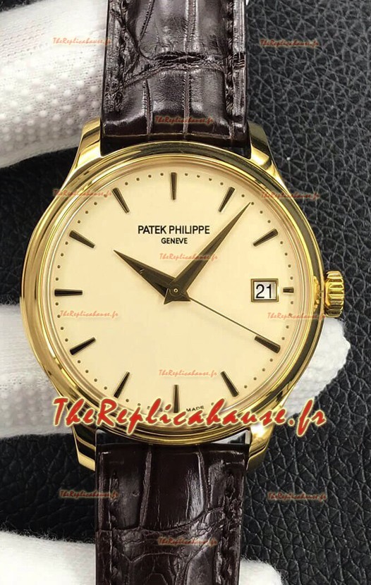 Patek Philippe Calatrava 5227J-001 Cadran jaune pâle 1:1 Miroir Réplique Suisse Boîtier en or jaune
