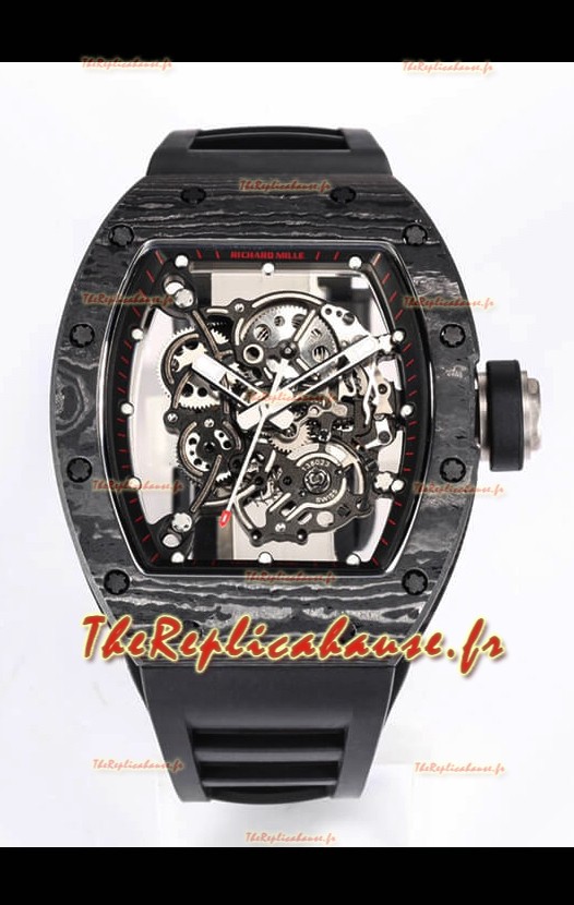 Réplique de Montre Richard Mille RM055 Boîtier Carbone Noir Miroir 1:1 - Bracelet Noir