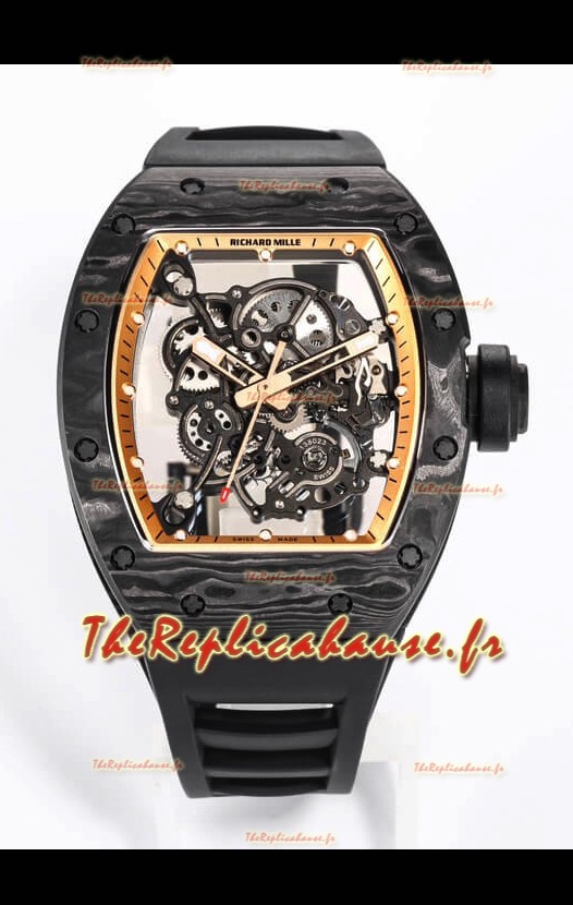 Réplique de Montre Richard Mille RM055 Boîtier Carbone Noir Miroir 1:1 -bracelet Noir