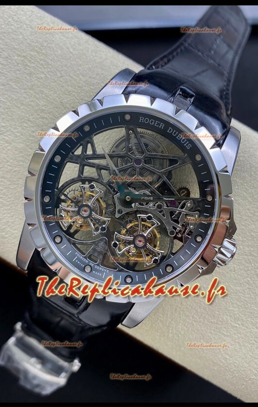 Roger Dubuis Excalibur Dual Tourbillon Miroir 1:1 Boîtier Acier Rose Suisse