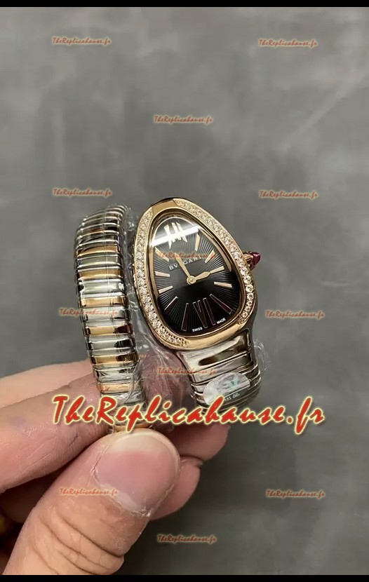 Bvlgari Serpenti Edition Montre à boîtier bicolore avec lunette en diamants qualité miroir 1:1