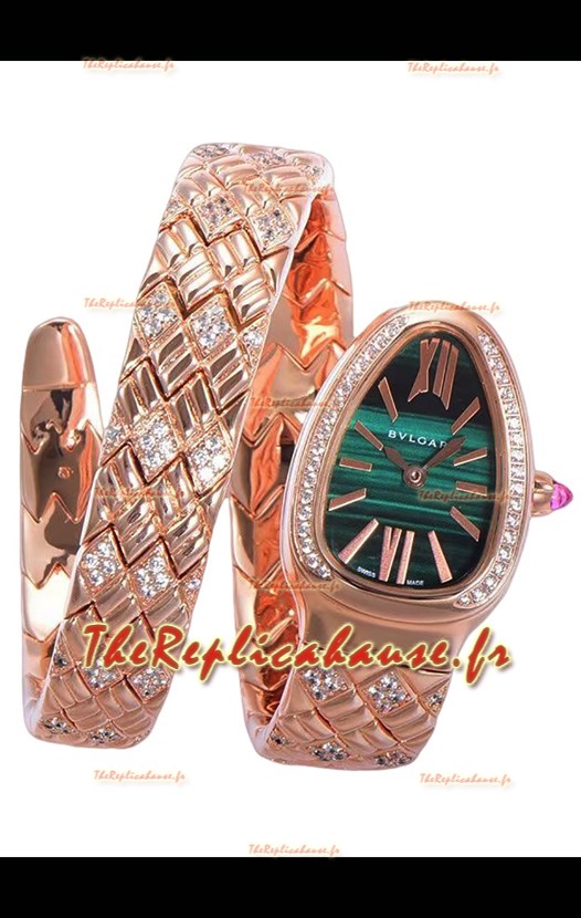 Bvlgari Serpenti Edition Montre boîtier or rose cadran vert qualité 1:1