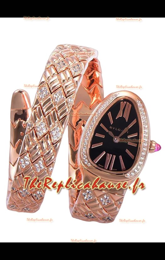 Bvlgari Serpenti Edition Montre boîtier or rose cadran noir qualité 1:1