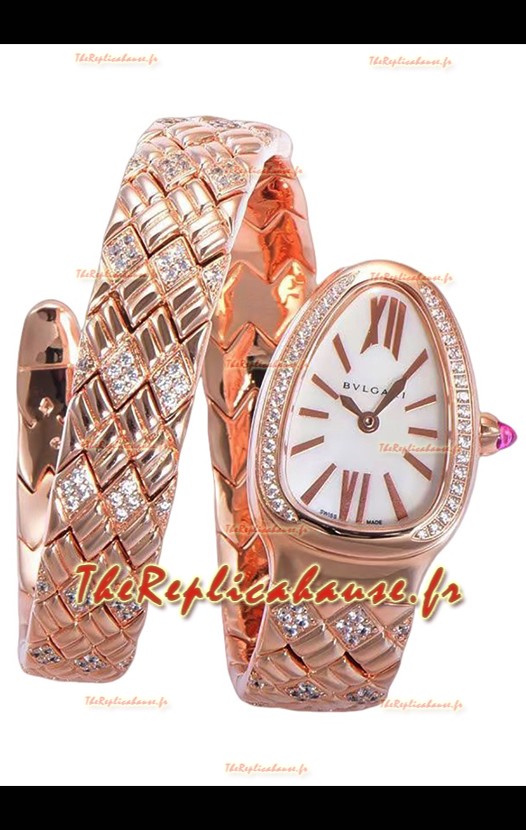 Bvlgari Serpenti Edition Montre en or rose avec cadran blanc qualité 1:1