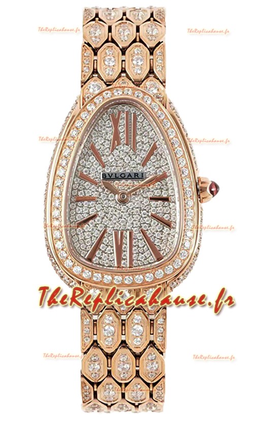 Bvlgari Serpenti Seduttori Edition Montre en or jaune pavée de diamants - Montre réplique 1:1