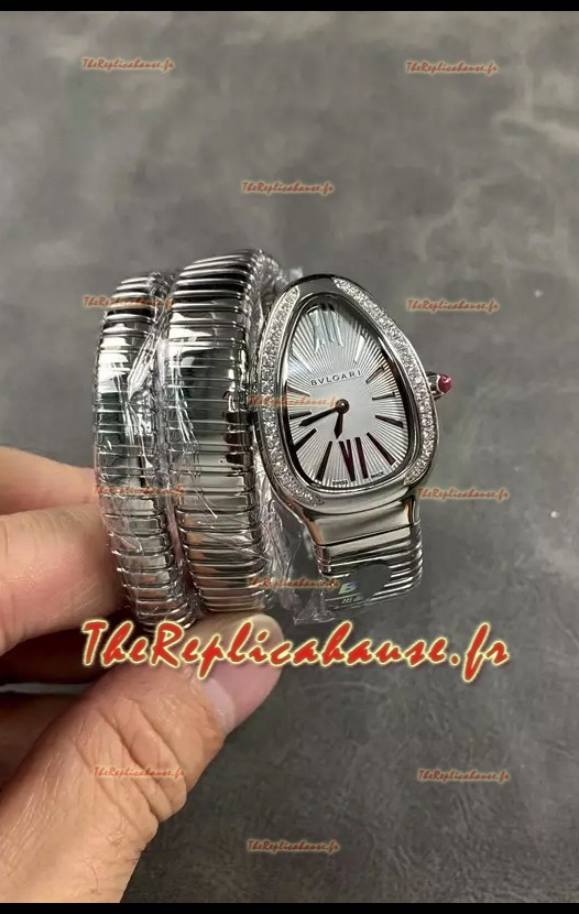 Bvlgari Serpenti Tubogas Double Spiral Acier inoxydable réplique de la montre Super Clone