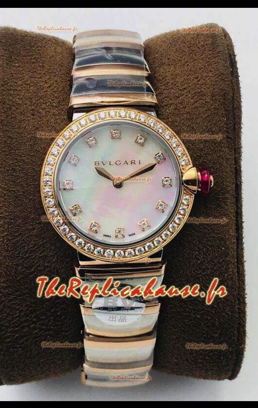 Bvlgari LVCEA Edition Montre en acier or rose bicolore - Réplique Miroir 1:1