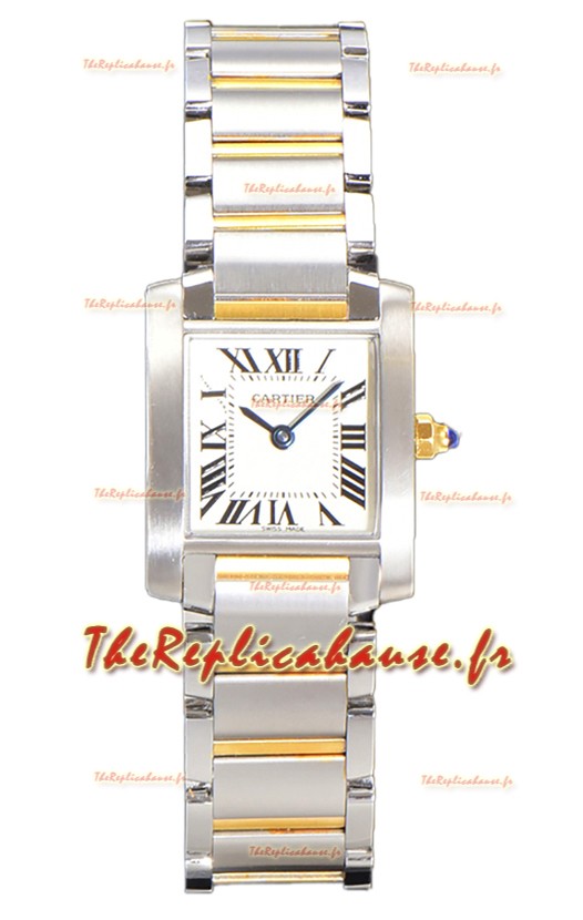 Cartier Tank Francaise Or Jaune Deux Tons Montre Suisse à Quartz Réplique 25.70MM